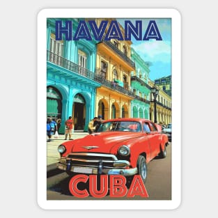 havana old city travel posters Sticker